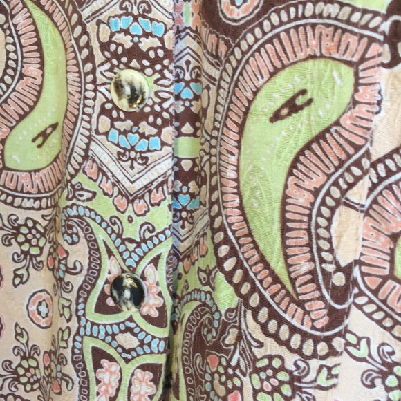 Keneth Too! 100% Cotton Paisley Floral Print Button Jacket Women’s Large Vintage - Picture 5 of 13